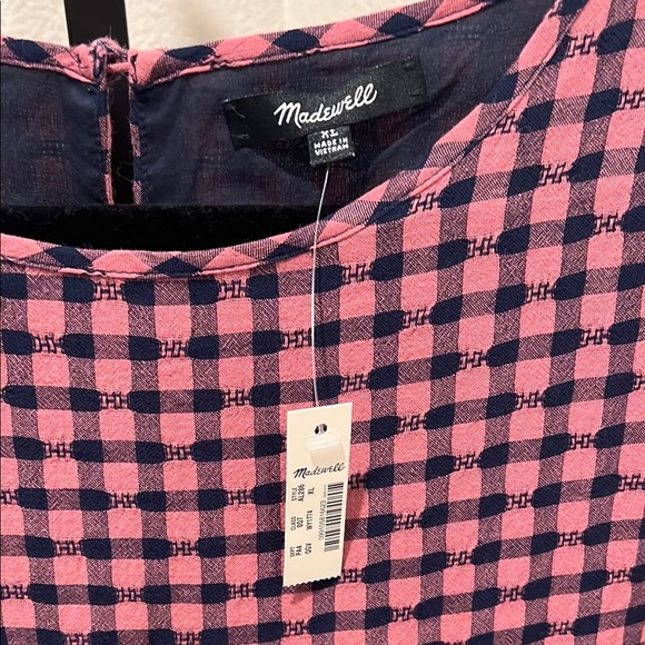 Madewell pink and navy Ruffled Tiered Dress - Picture 2 of 3